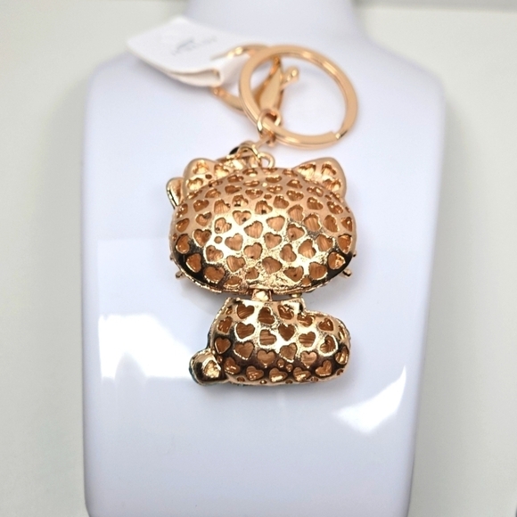 Hello Kitty Rhinestone Keychain Sky Blue and Gold Tone - Picture 5 of 7
